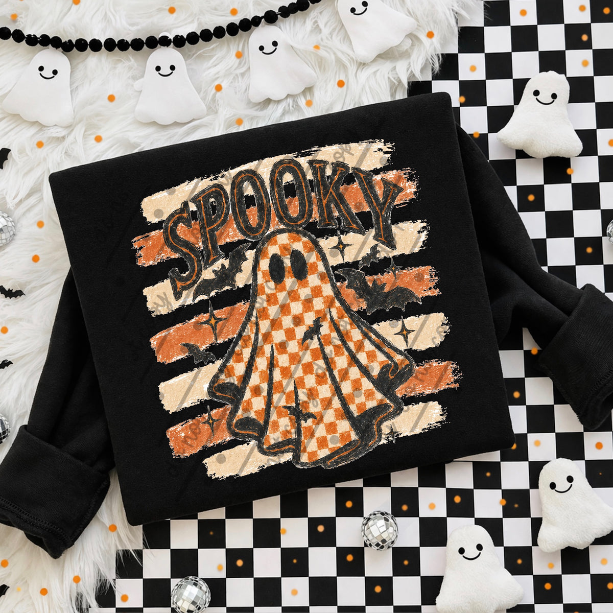 Spooky checker ghost Sunday Special DTF transfer