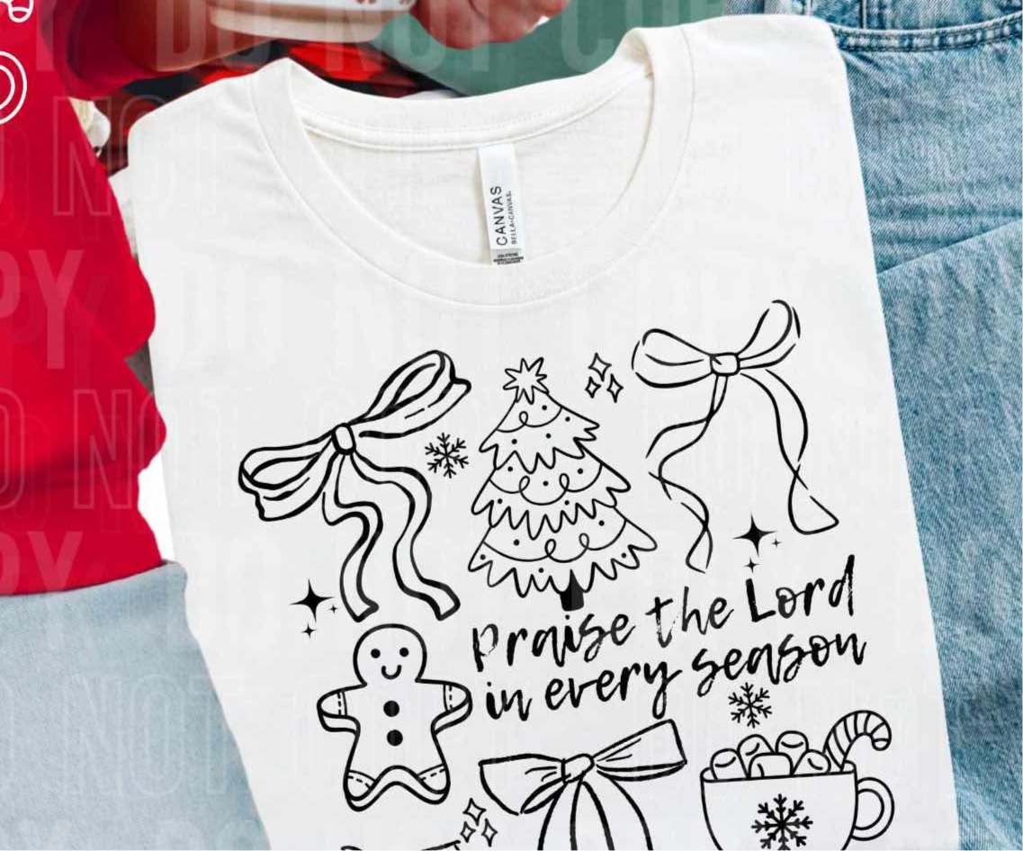 Praise the Lord in every season Christmas BLACK (SBB) DTF transfer