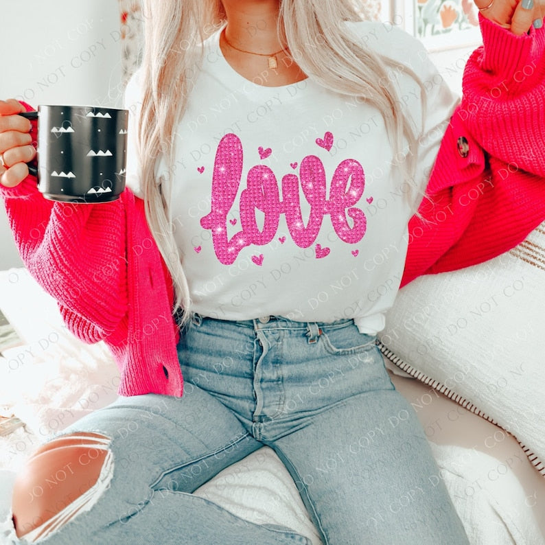 Love faux glitter 13606 DTF transfer