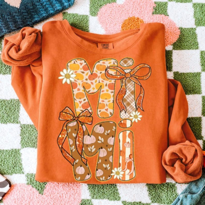 Mimi Fall letters with bows DTF transfer