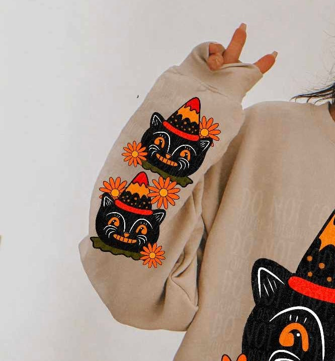 Black cat Halloween hat SLEEVE (CSC) 52323 DTF transfer