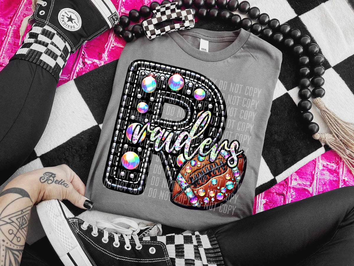 R raiders leather rhinestone (caplinger) 52955 DTF transfer