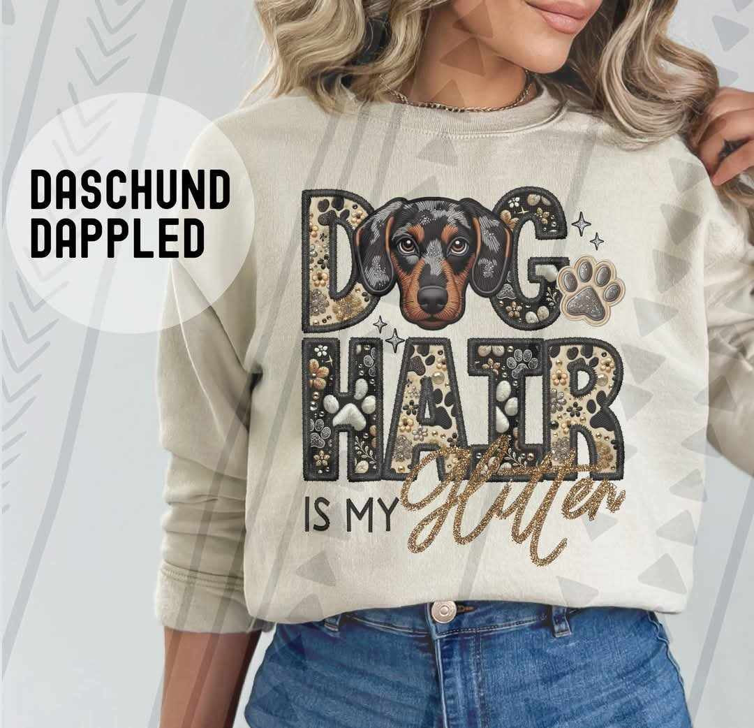 Dapples dashchund Dog hair is my glitter 79526 DTF transfer