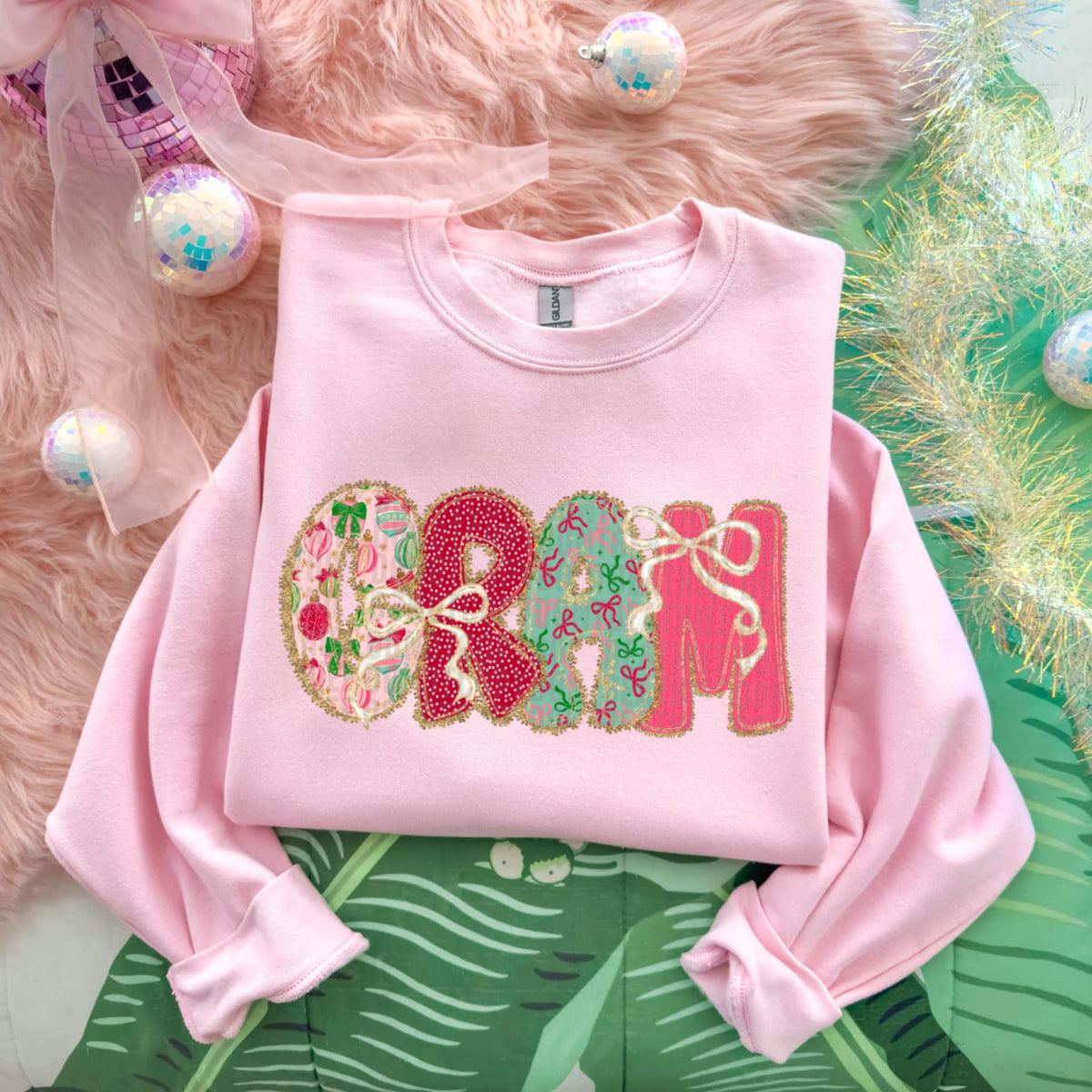 Gram Christmas font and bows SDD DTF Transfer