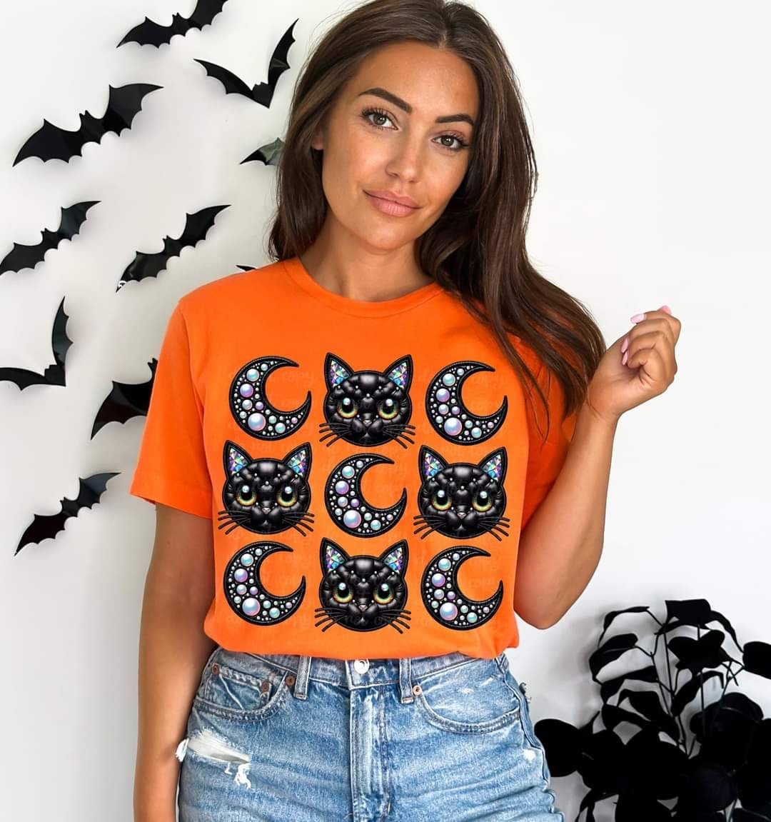 Cat and moon collage 53454 DTF transfer