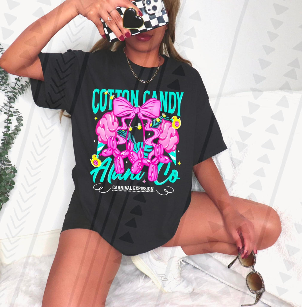 Cotton Candy Energy Drink bow and balloon dogs TGG DTF transfer