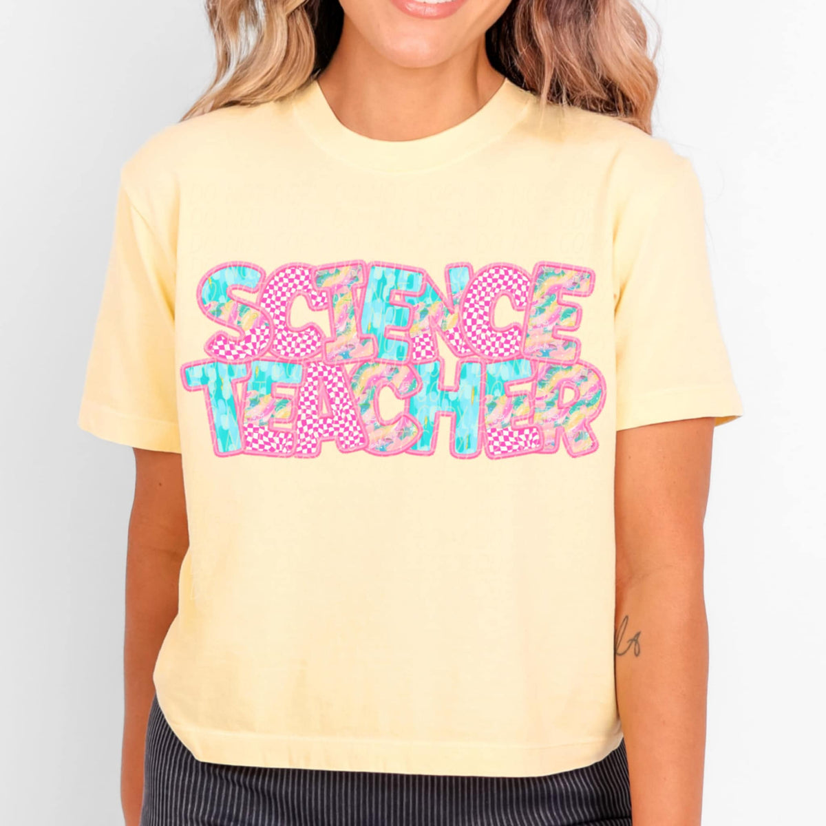 Science teacher pink checkered (CITY) 97103 DTF transfer