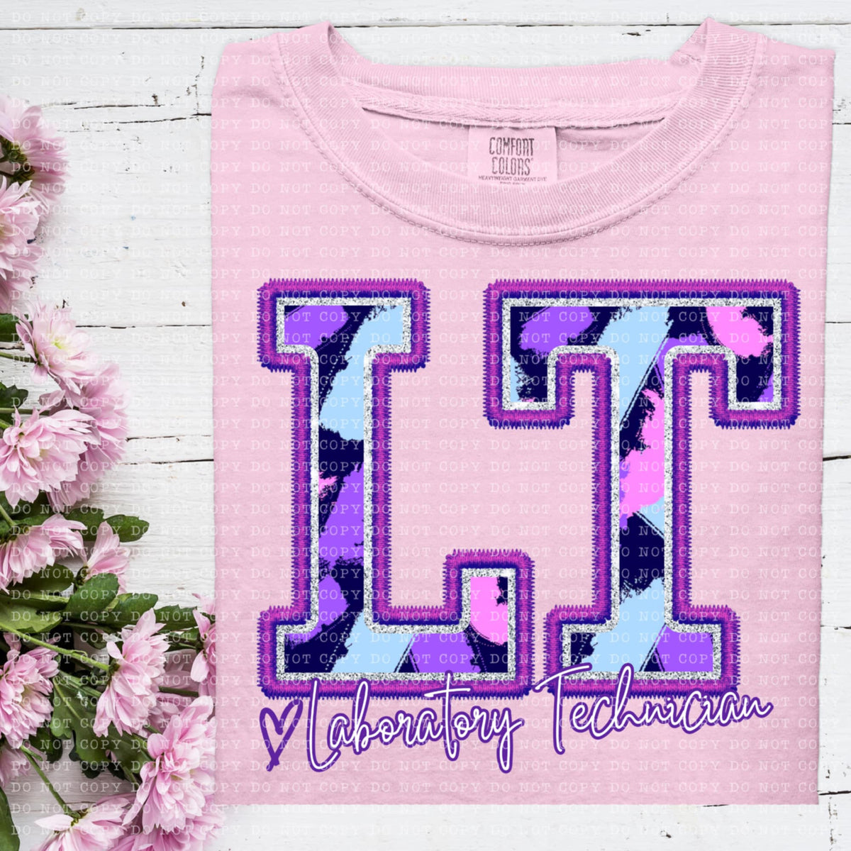 LT laboratory technician purple brushstrokes (ECHT) 93946 DTF transfer