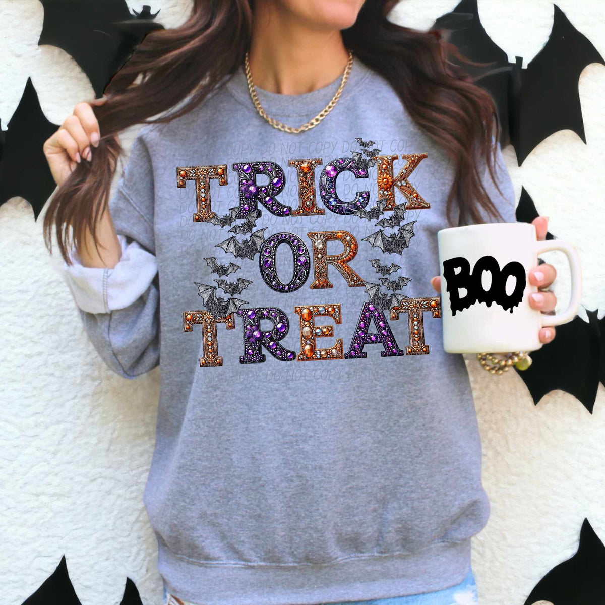 Trick or treat with bats (CITY) 55900 DTF transfer