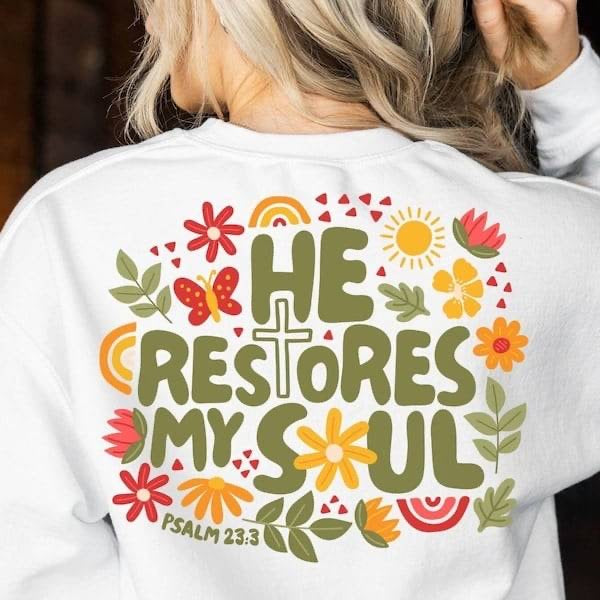 He restores my soul green font (KARTA) 64021 DTF transfer