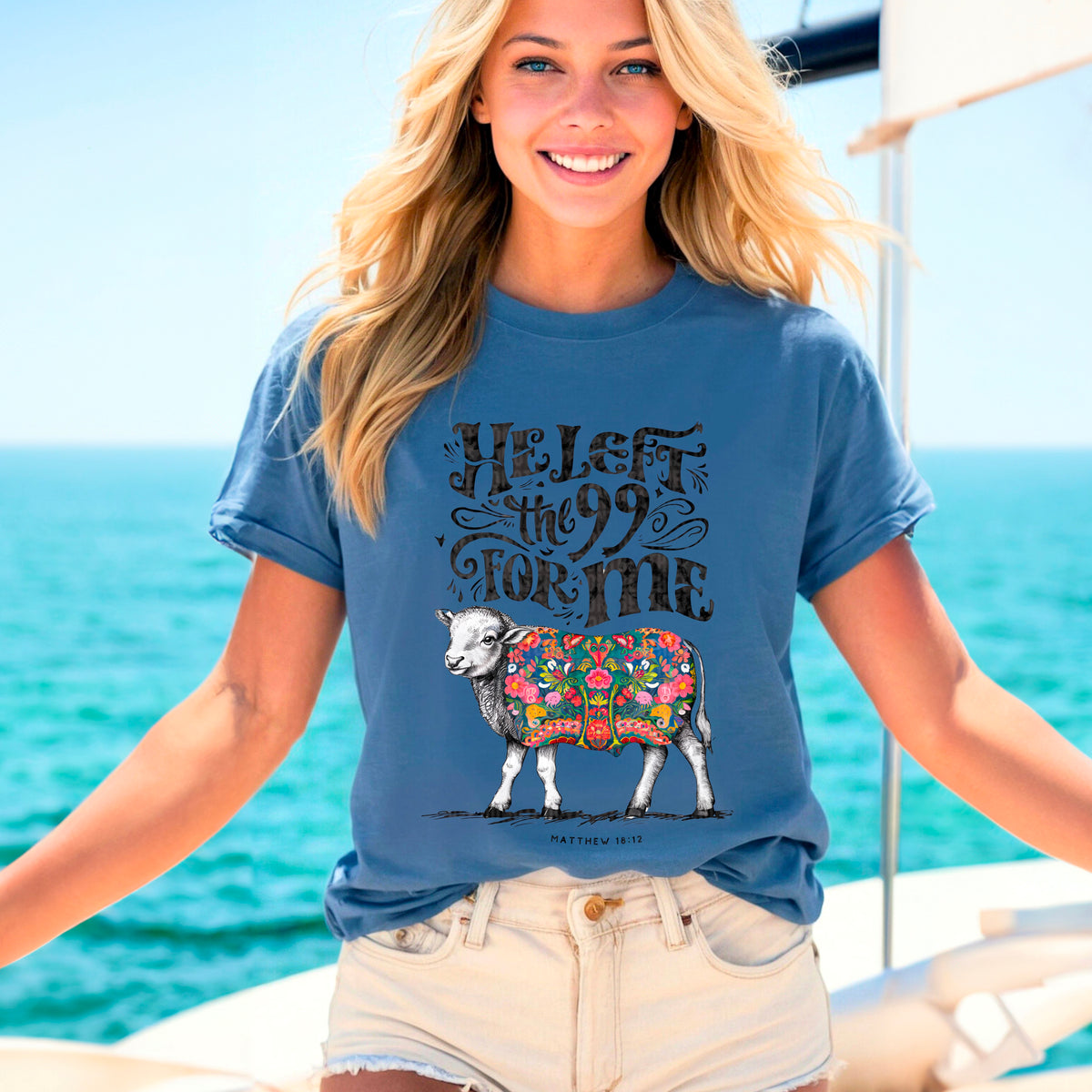 He left the 99 for me floral sheep 95369 DTF transfer