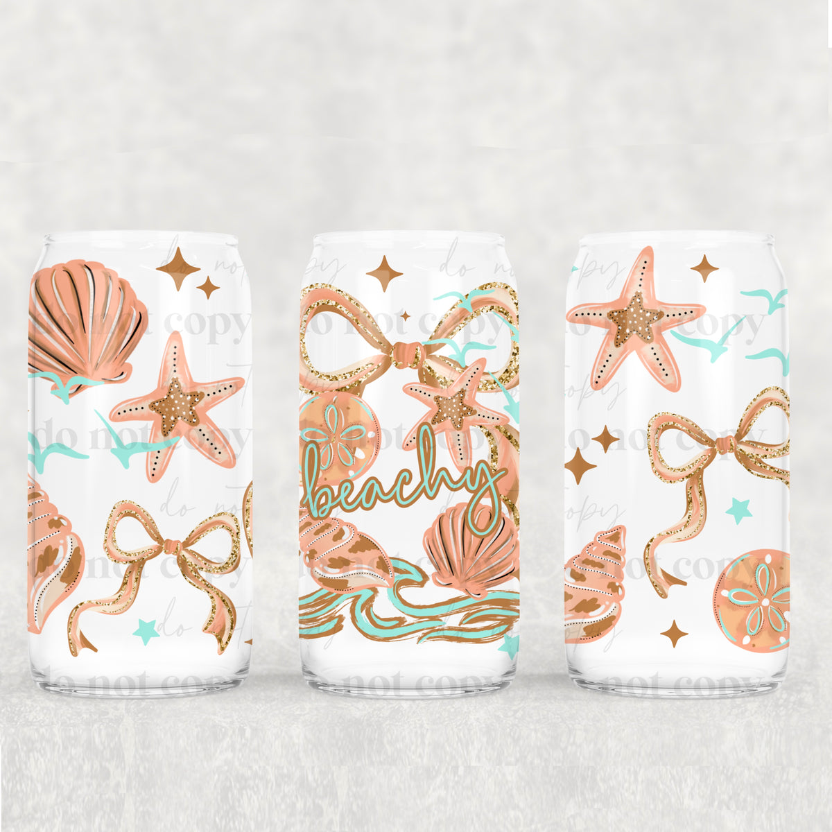 Beachy bow and sea shells (CSC) UV DTF WRAP