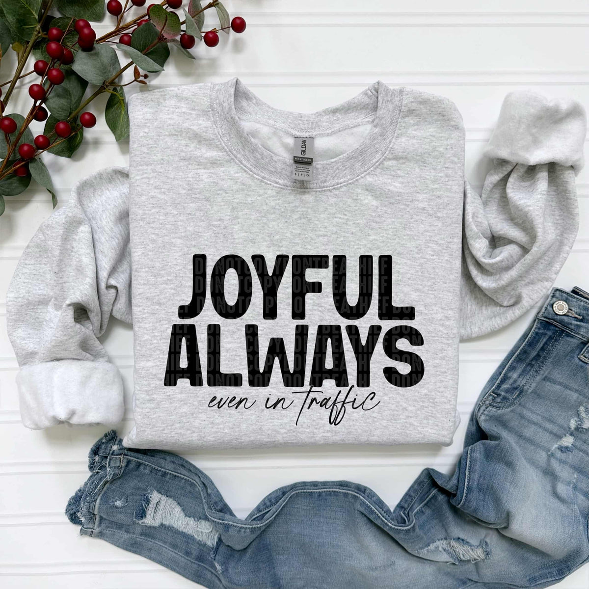 Joyful always even in traffic BLACK (SDD) DTF transfer