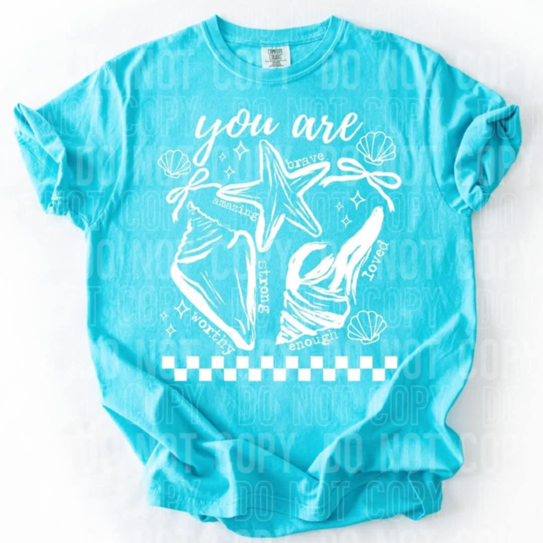 You are encouraging words seashells WHITE 97206 DTF transfer