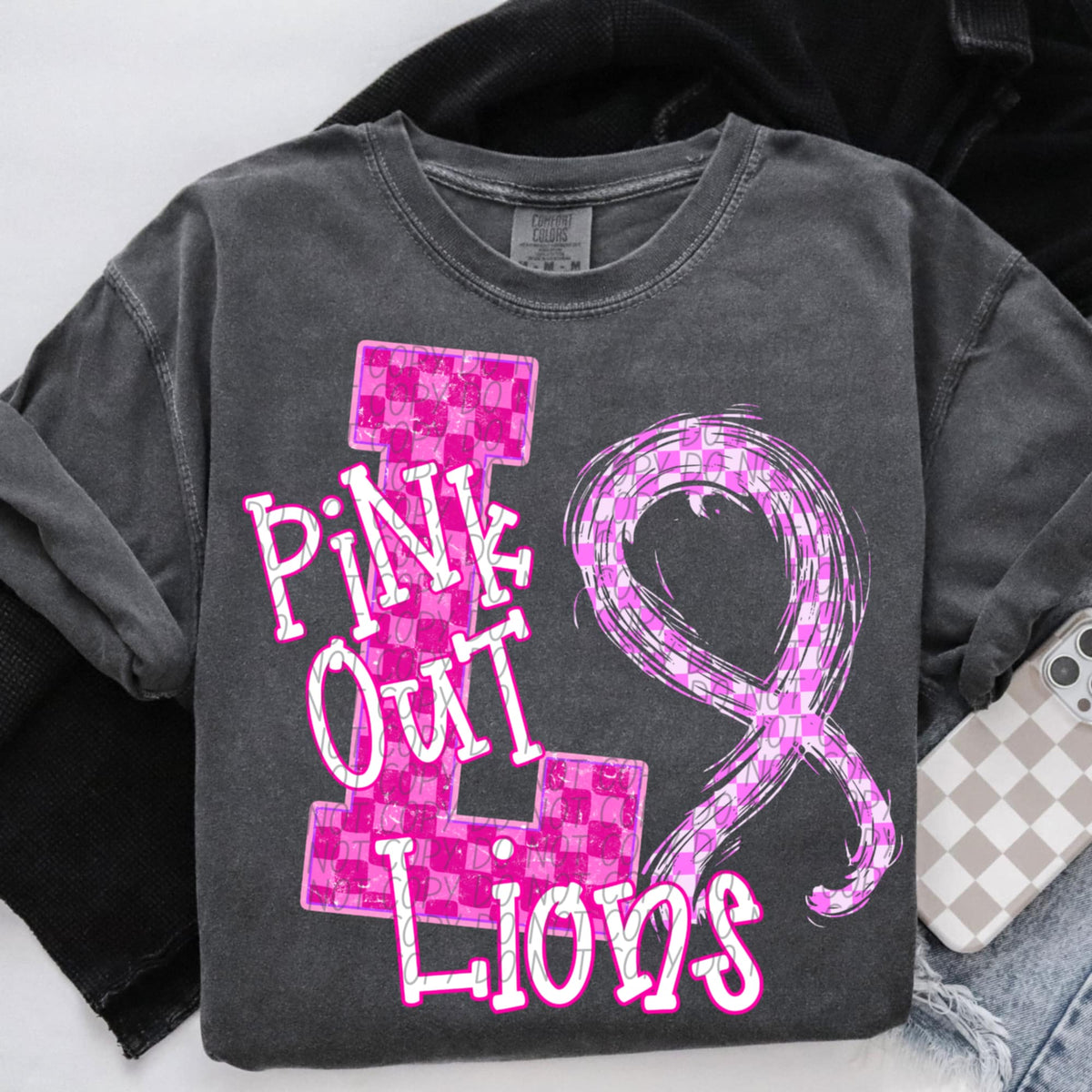 Lions Pink Out Varsity (city) DTF Transfer