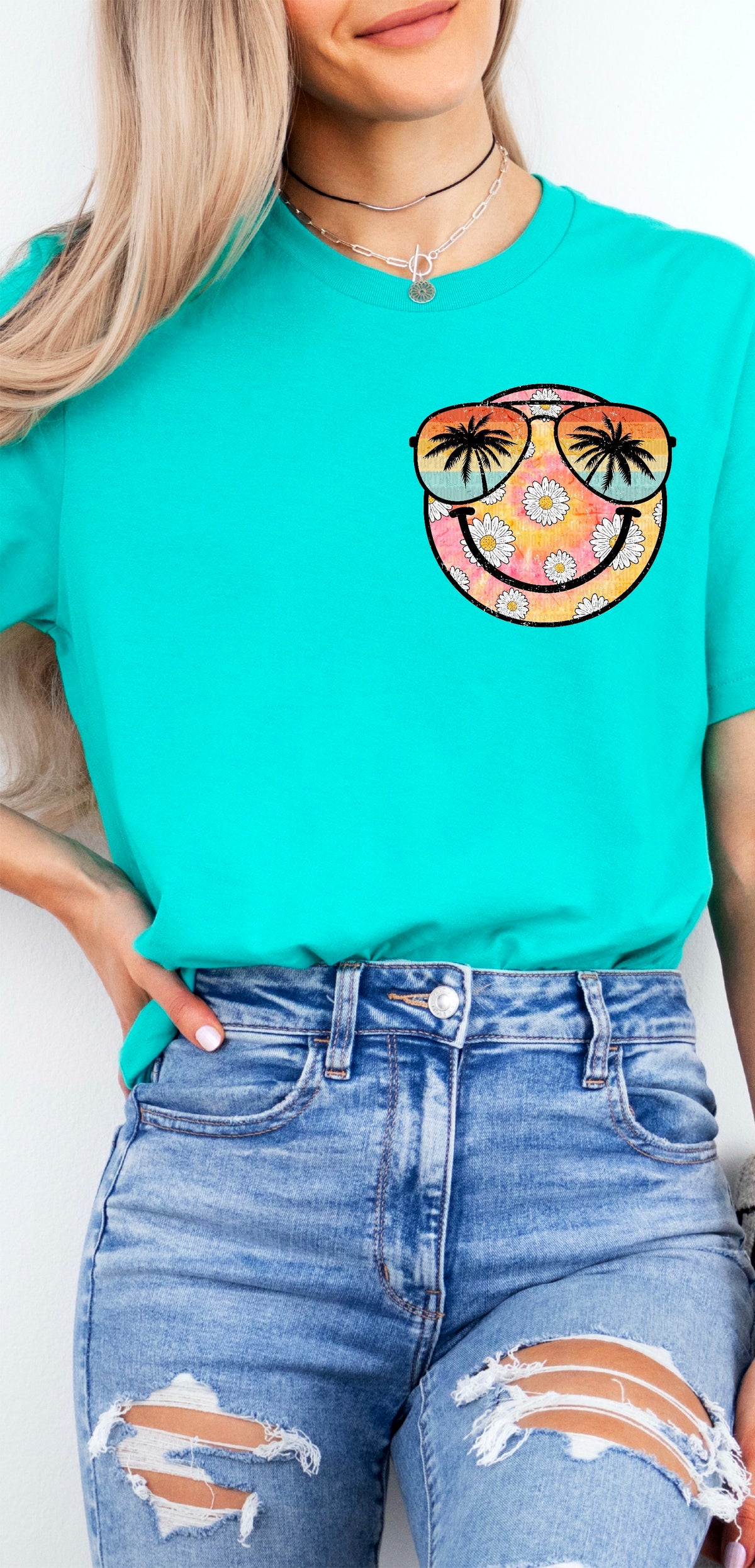 Groovy happy face beach glasses 100118 DTF transfer