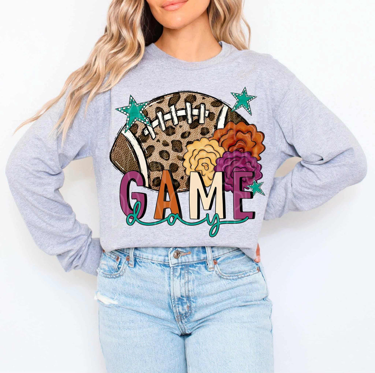 Game Day Leopard Football and flowers (C’s) DTF Transfer