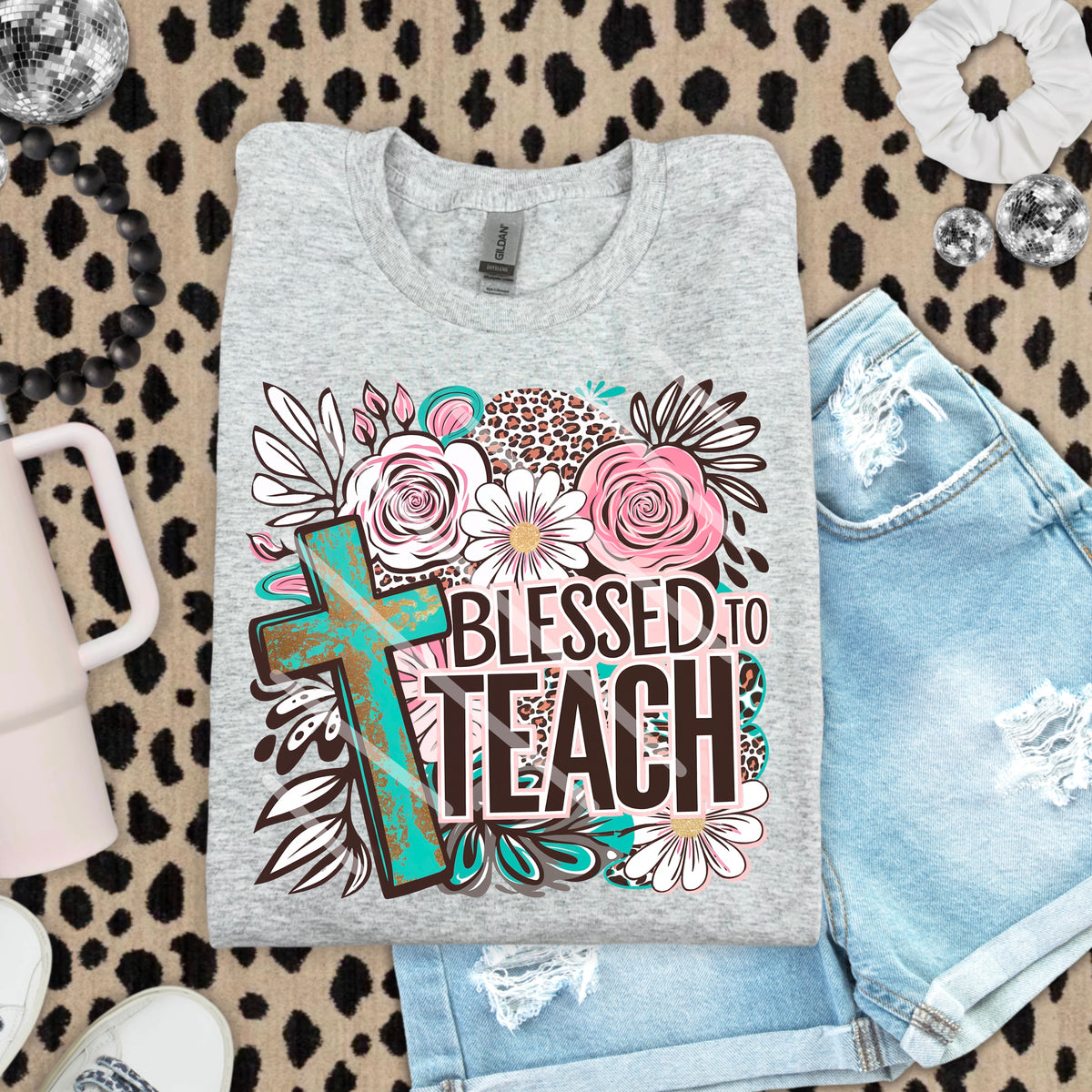 Blessed To Teach Florals & Cross 110885 DTF Transfer