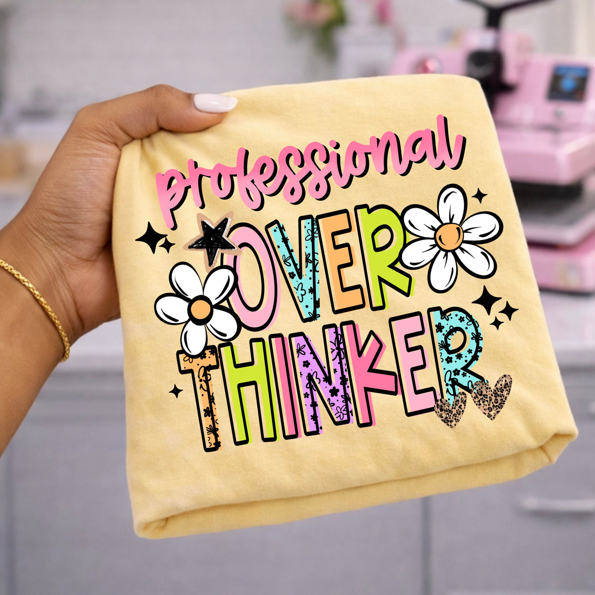 Professional over thinker colorful BLACK (CSC) DTF Transfer