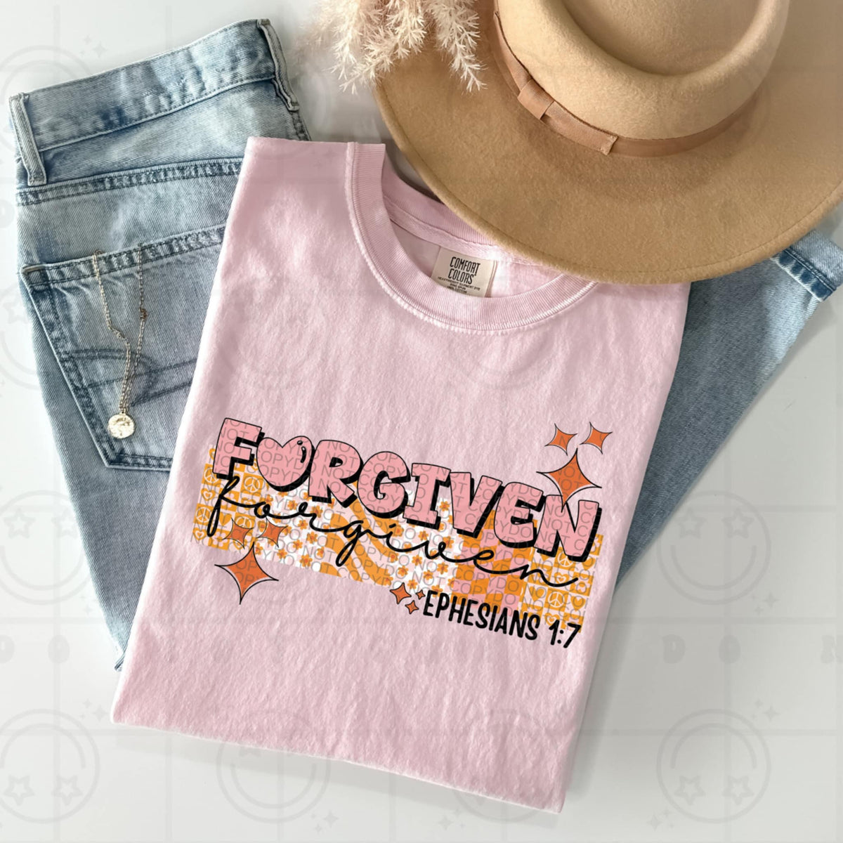 Forgiven pink and orange (HW) 93479 DTF transfer