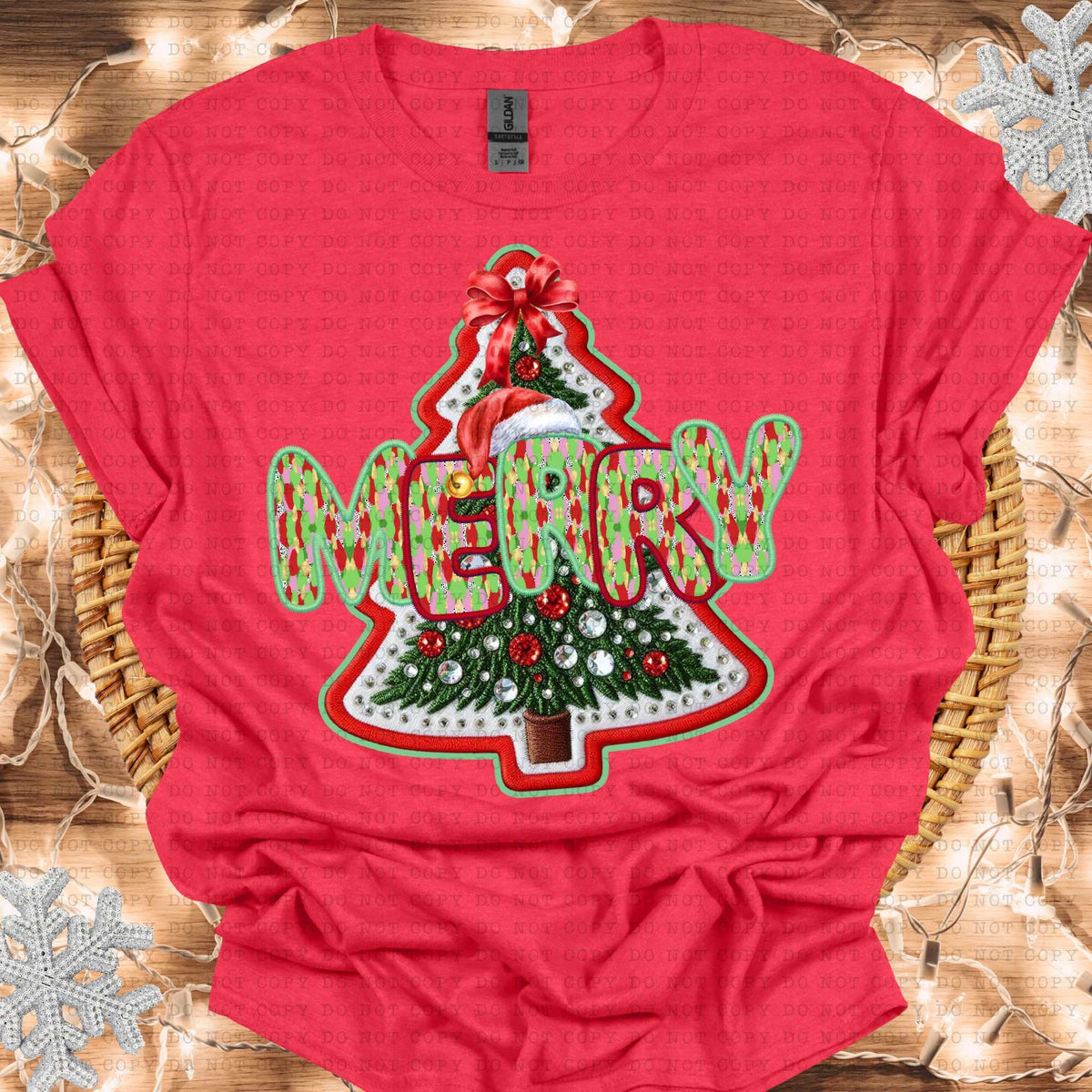 Merry embroidered tree (ECHT) 64585 DTF transfer