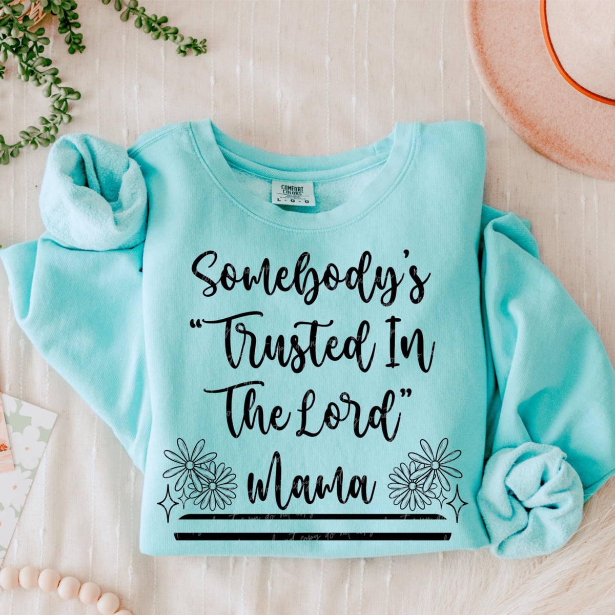 Somebody’s “trusted in the lord” mama BLACK (VIRGO) 90799 DTF transfer