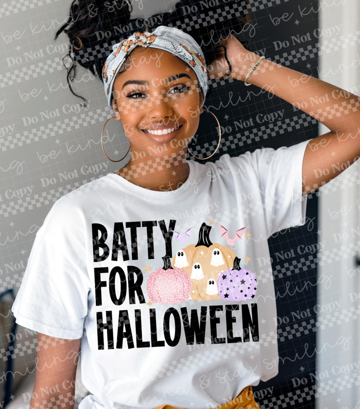 Batty For Halloween three pastel pumpkins (two peas) DTF transfer