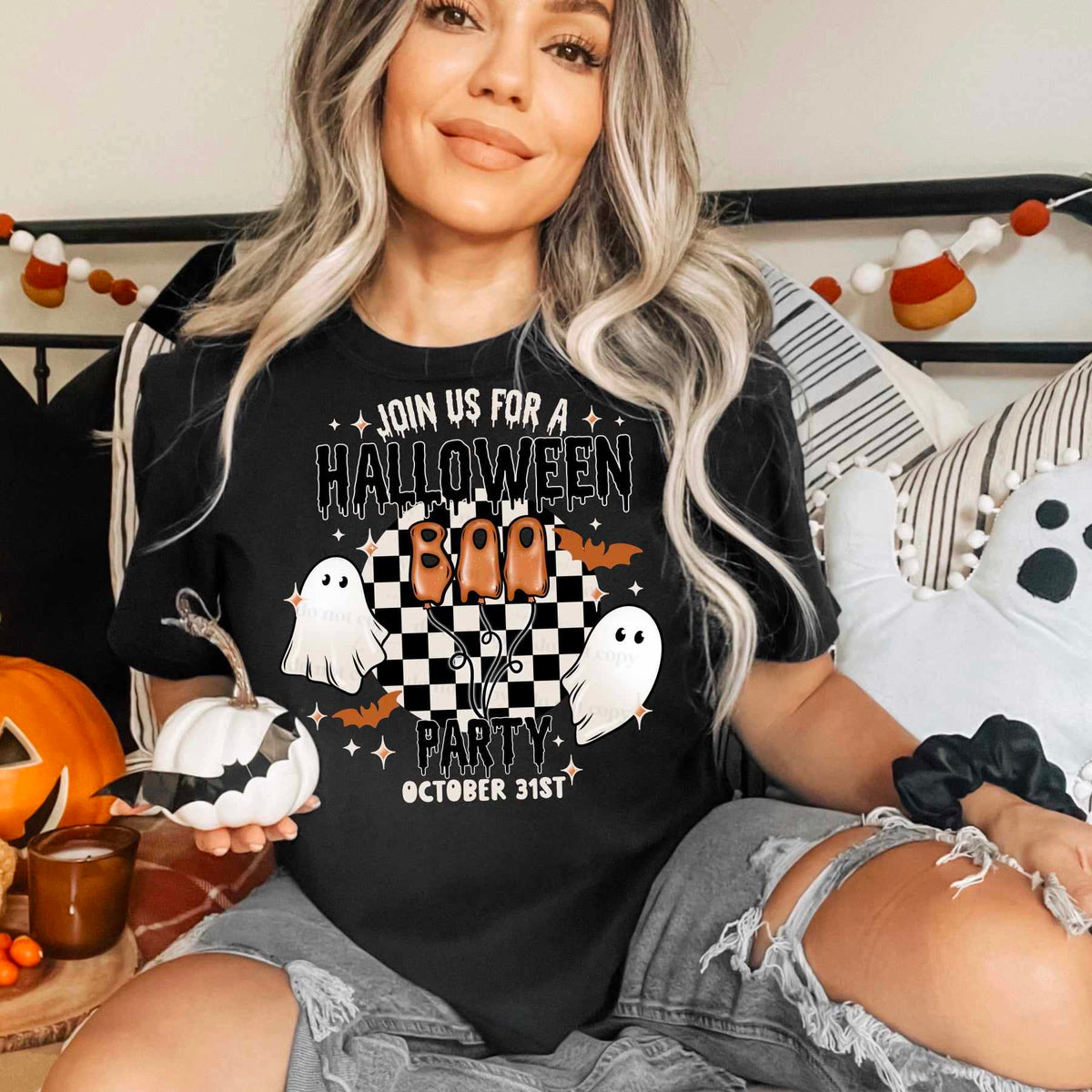 Join us for a Halloween party white font (CSC) 55153 DTF transfer