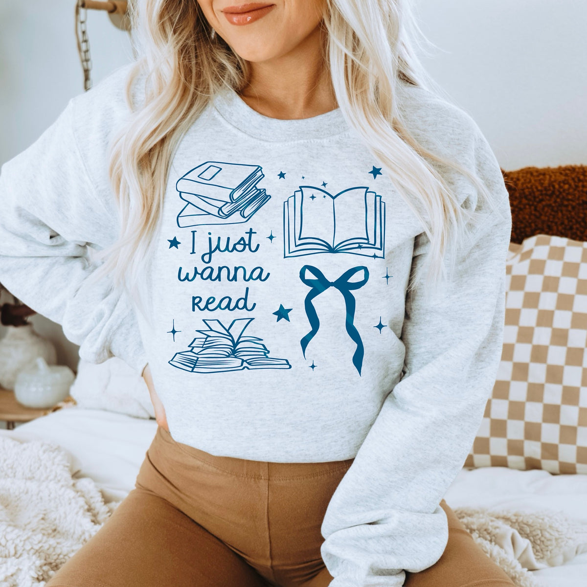 I just wanna read books and bow BLUE scarlow 110345 DTF transfer