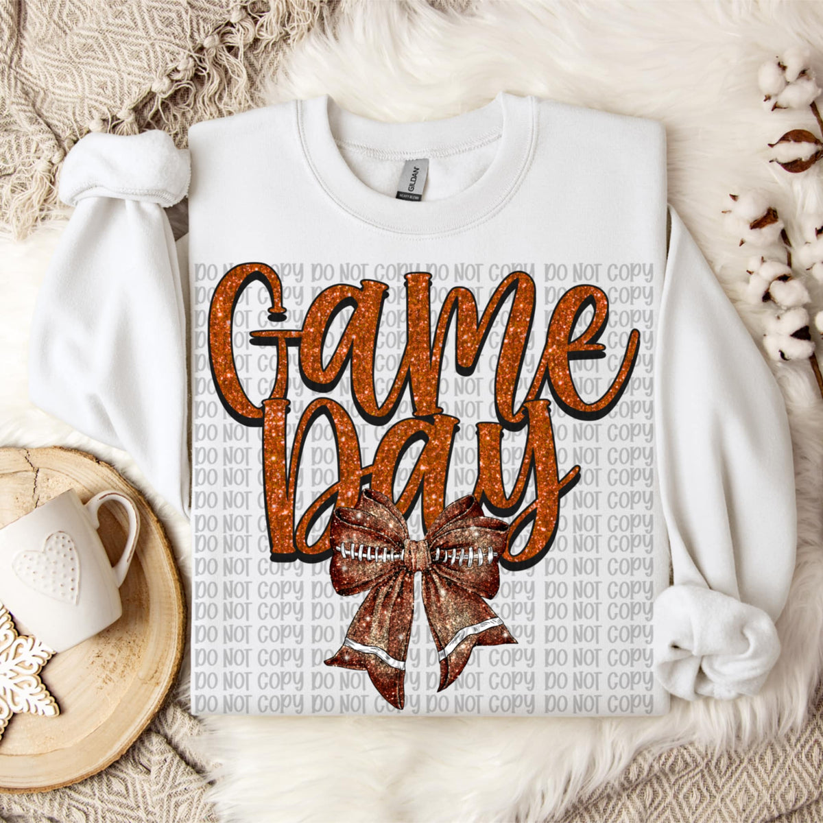 Game Day brown Glitter football bow VP DTF transfer