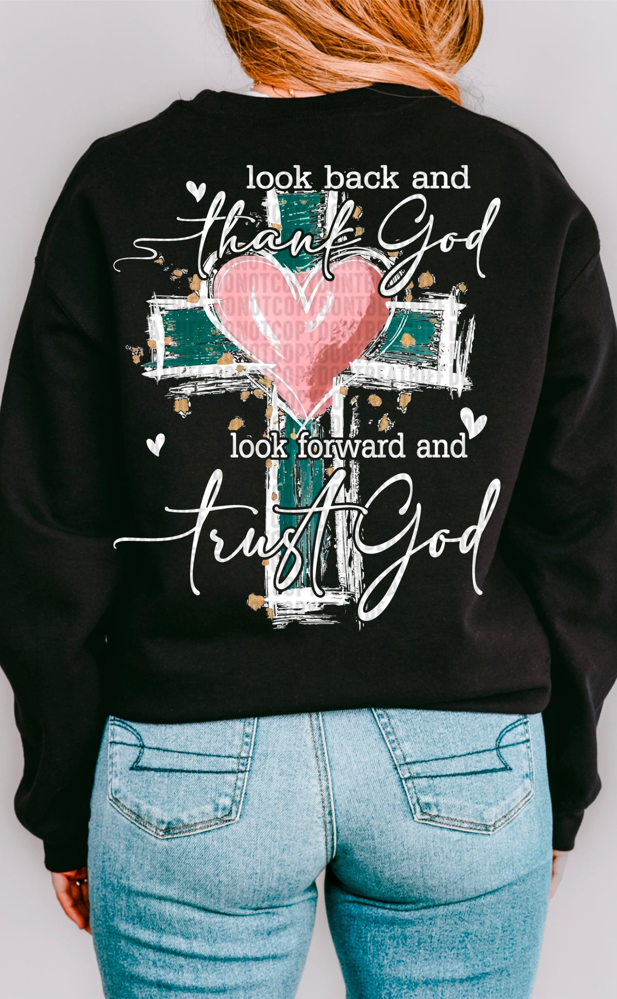 Look back and thank god white font 93332 DTF transfer