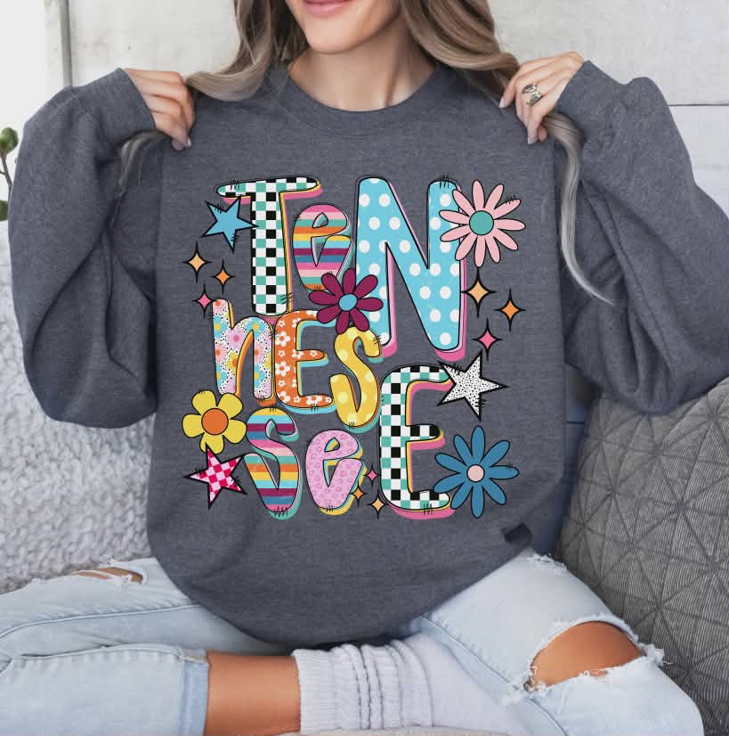 Tennessee colorful stars and flowers (S&G) DTF Transfer