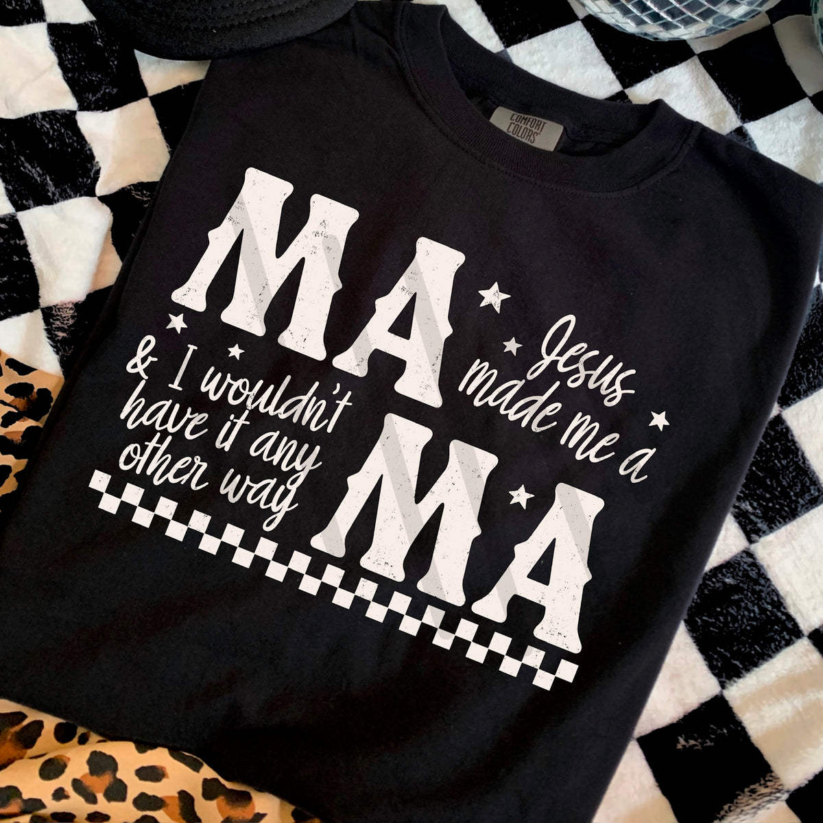 Jesus Made me a Mama checker WHITE (scarlow) 114380 DTF transfer