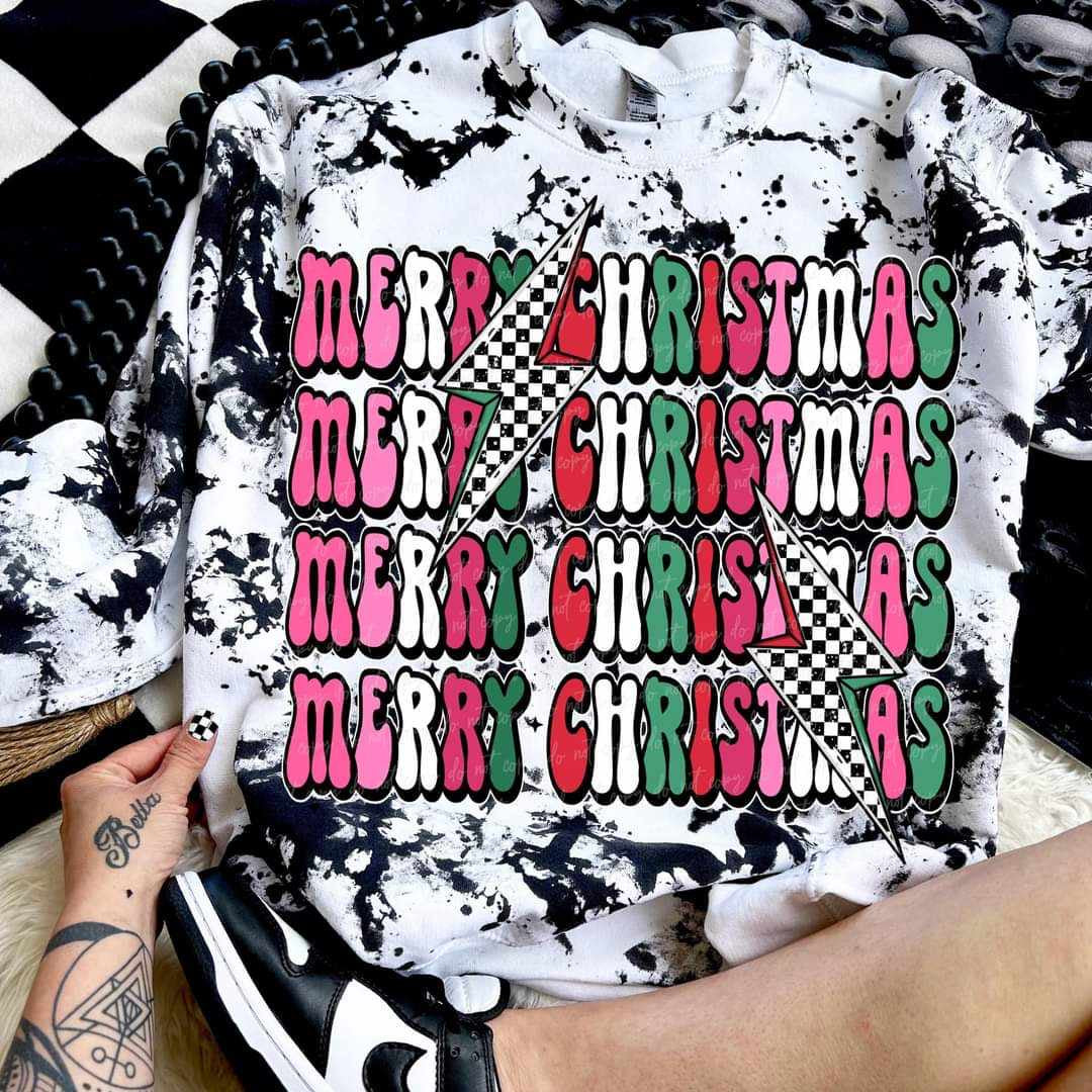 Merry Christmas stacked lightning bolts (VIRGO) 50171 DTF transfer