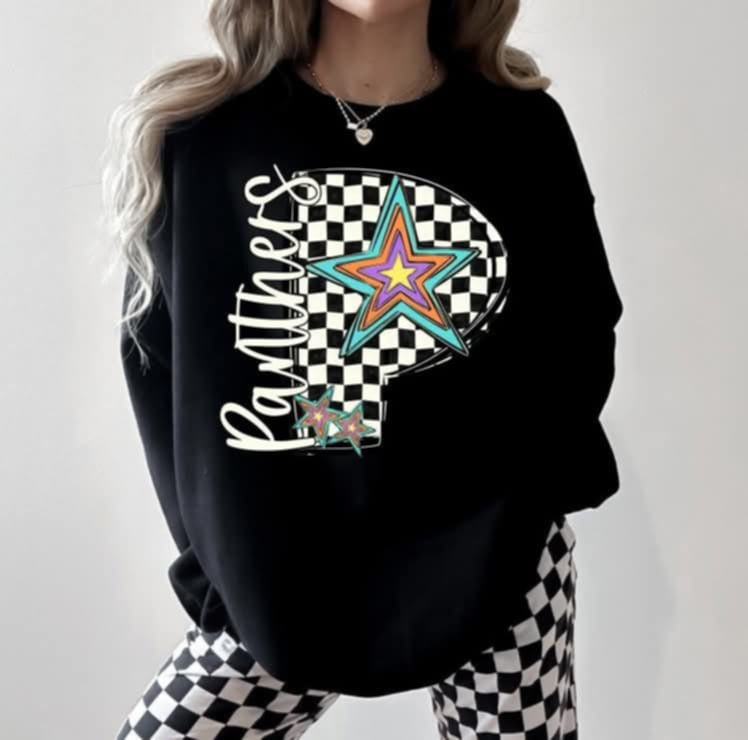 P panthers checkered with stars (S&G) 87141 DTF transfer