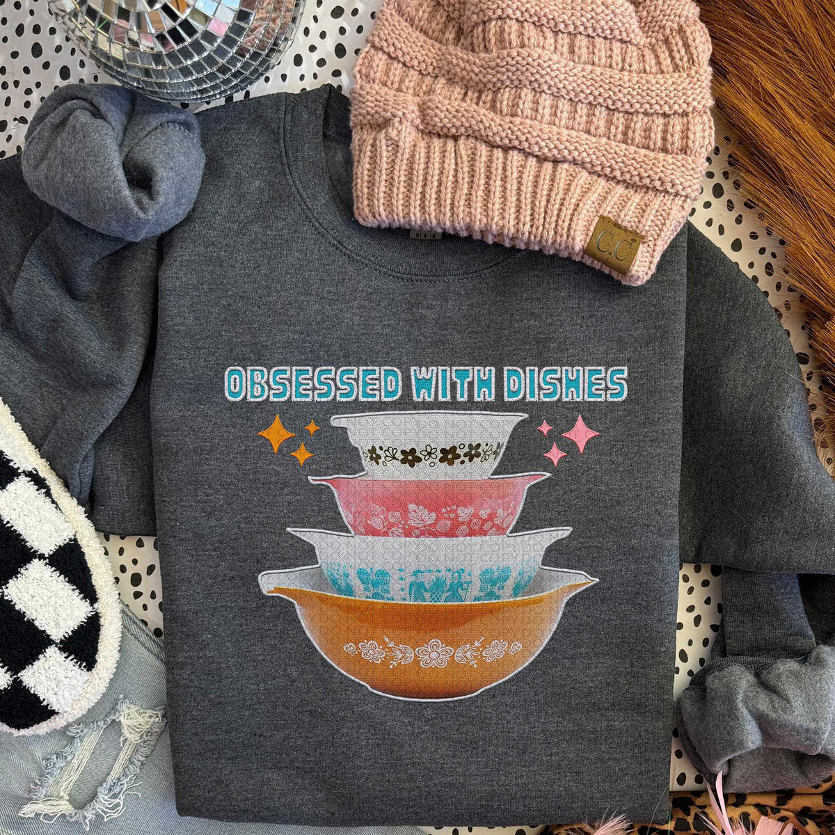 Obsessed with dishes stacked dishes (HW) 70146 DTF transfer
