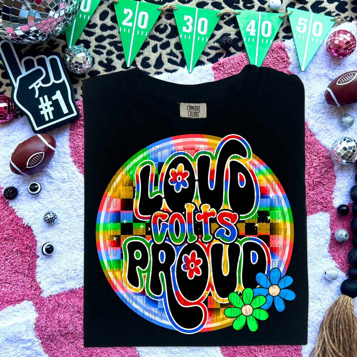 Loud proud colts colorful checkered circle (caplinger) 53030 DTF transfer