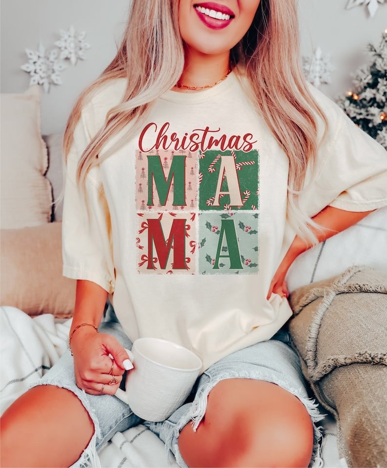 Christmas mama blocks 50952 DTF transfer