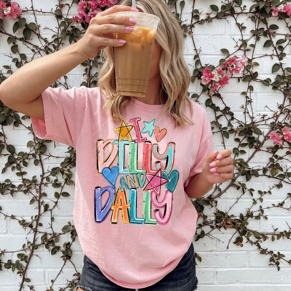 I dilly and dally colorful brushstroke font DTF Transfer