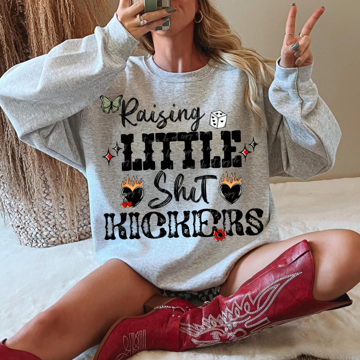 Raising little shit kickers color and black font (VIRGO) 90659 DTF transfer