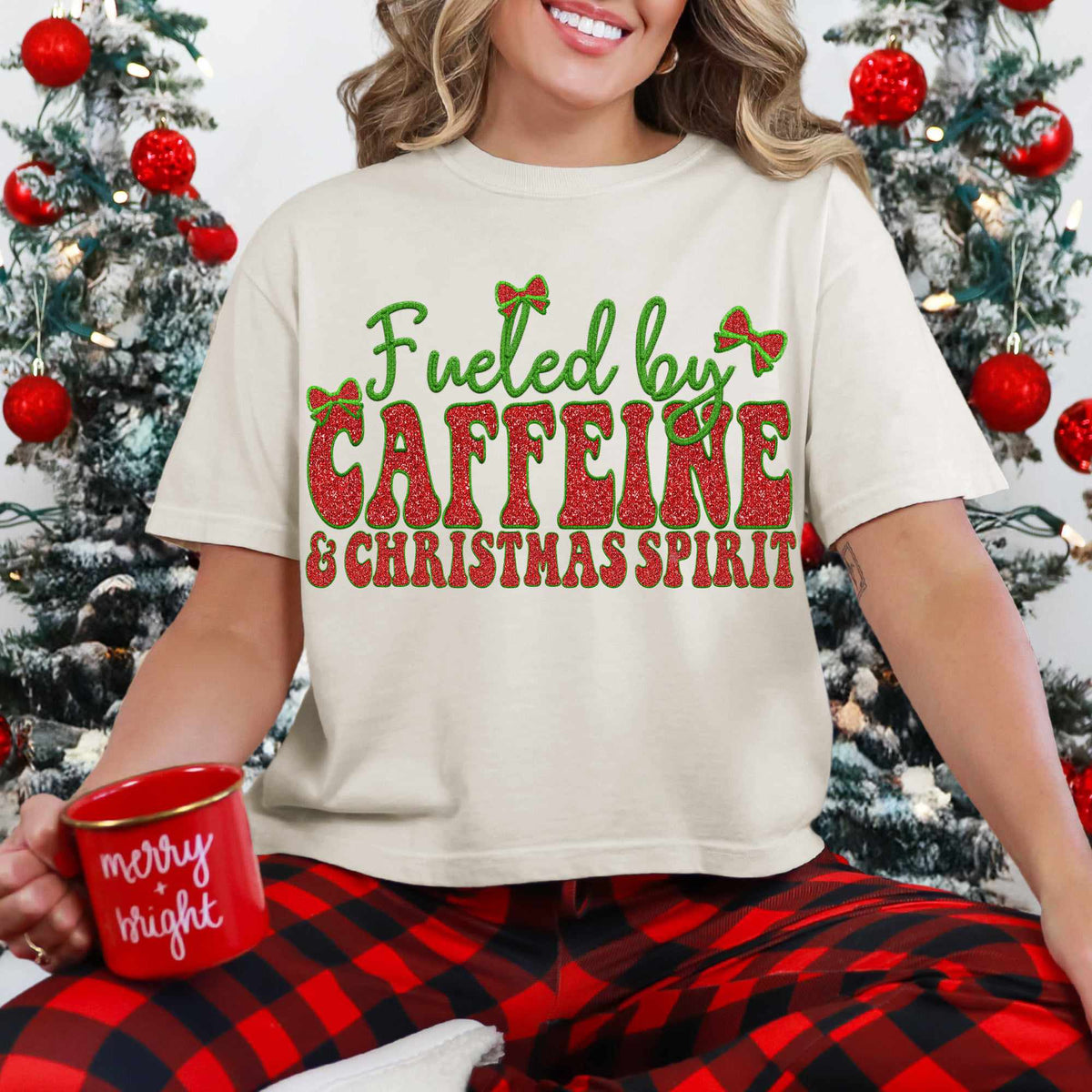 Fueled by caffeine & Christmas spirit (HW) 67090 DTF transfer