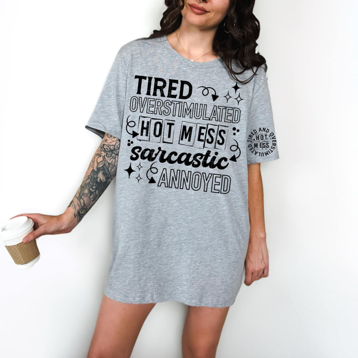 Tired overstimulated hot mess BLACK (CSC) 90997 DTF transfer