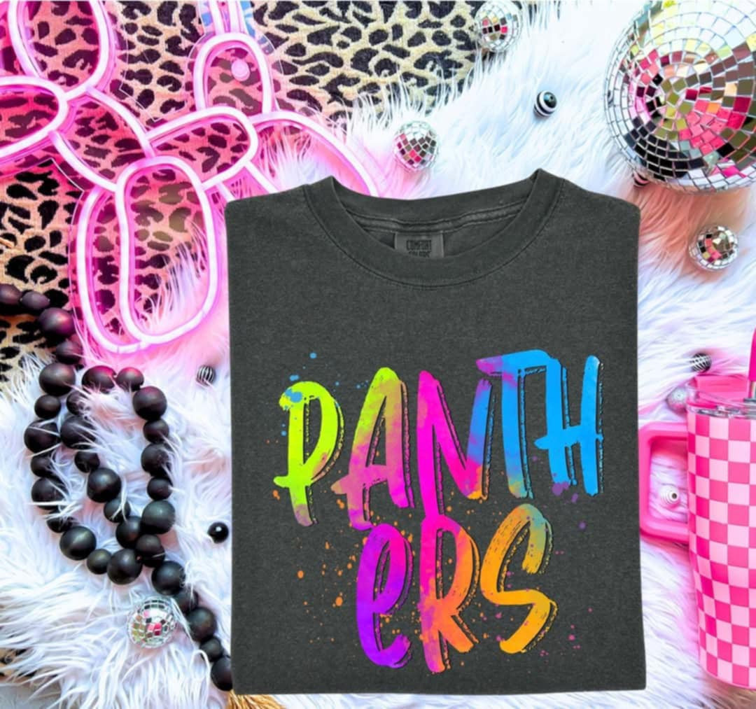 Panthers Neon Splatter (S&G) 99952 DTF transfer