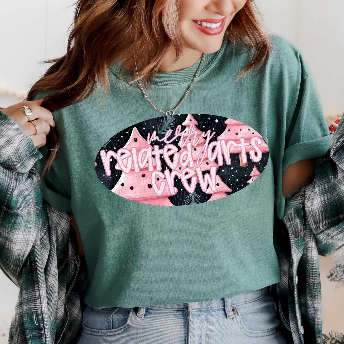 Merry related arts crew pink trees (CITY) 62312 DTF transfer