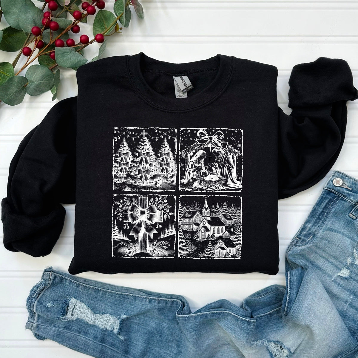 Christmas Scenes square frames (WHITE) 116681 DTF transfer