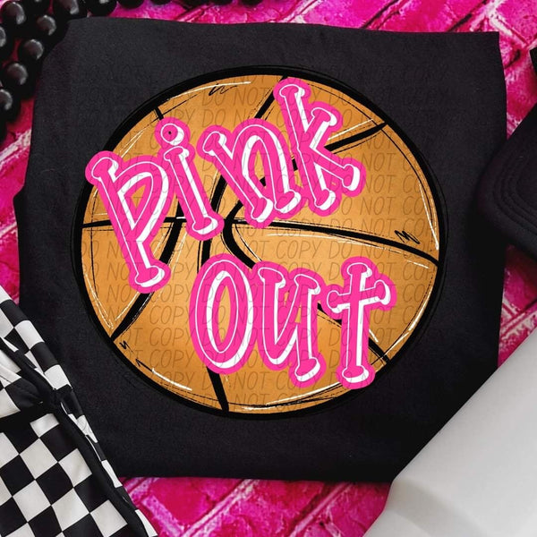 Pink out basketball 53633 DTF transfer