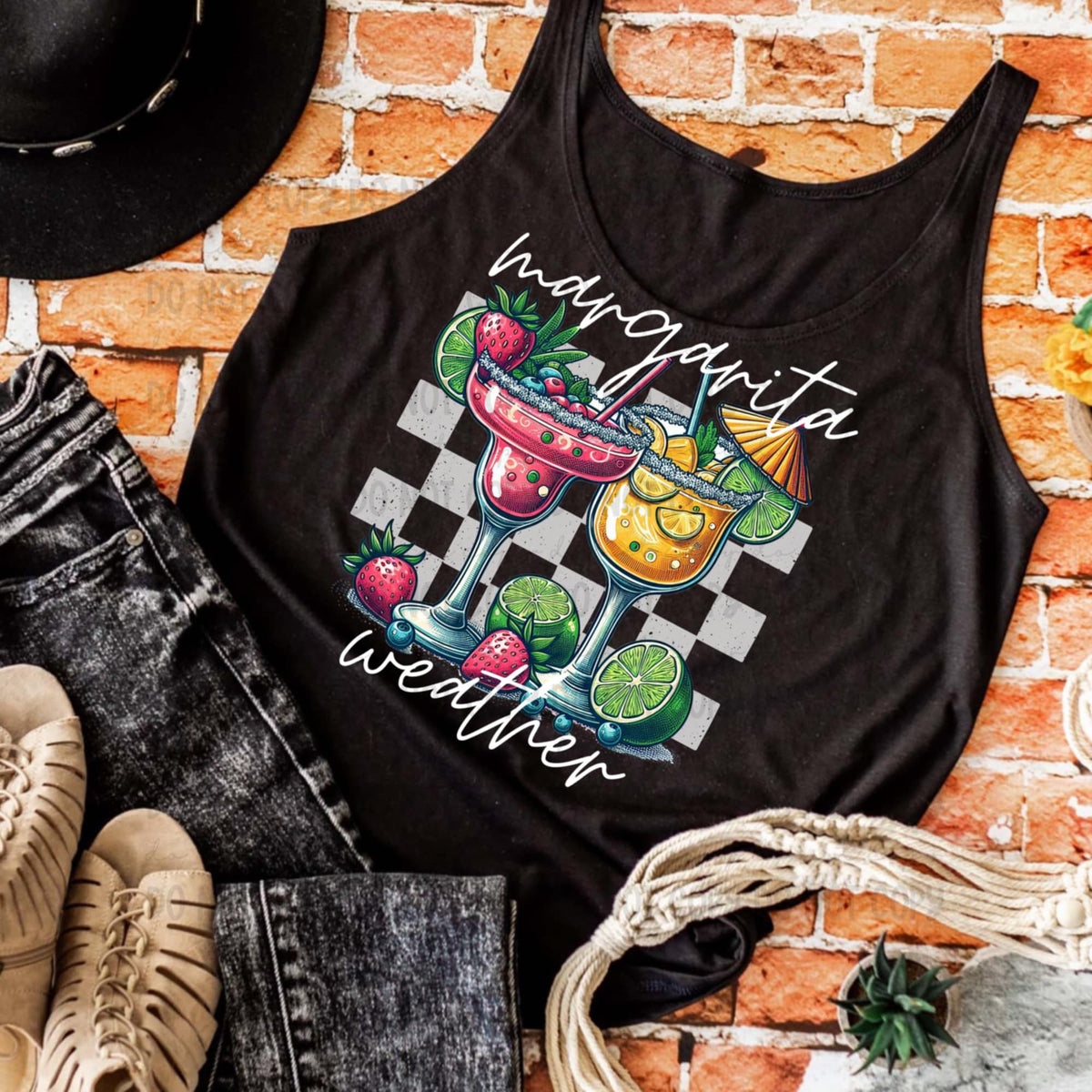 Margarita weather white checkered (REVEL) 98923 DTF transfer