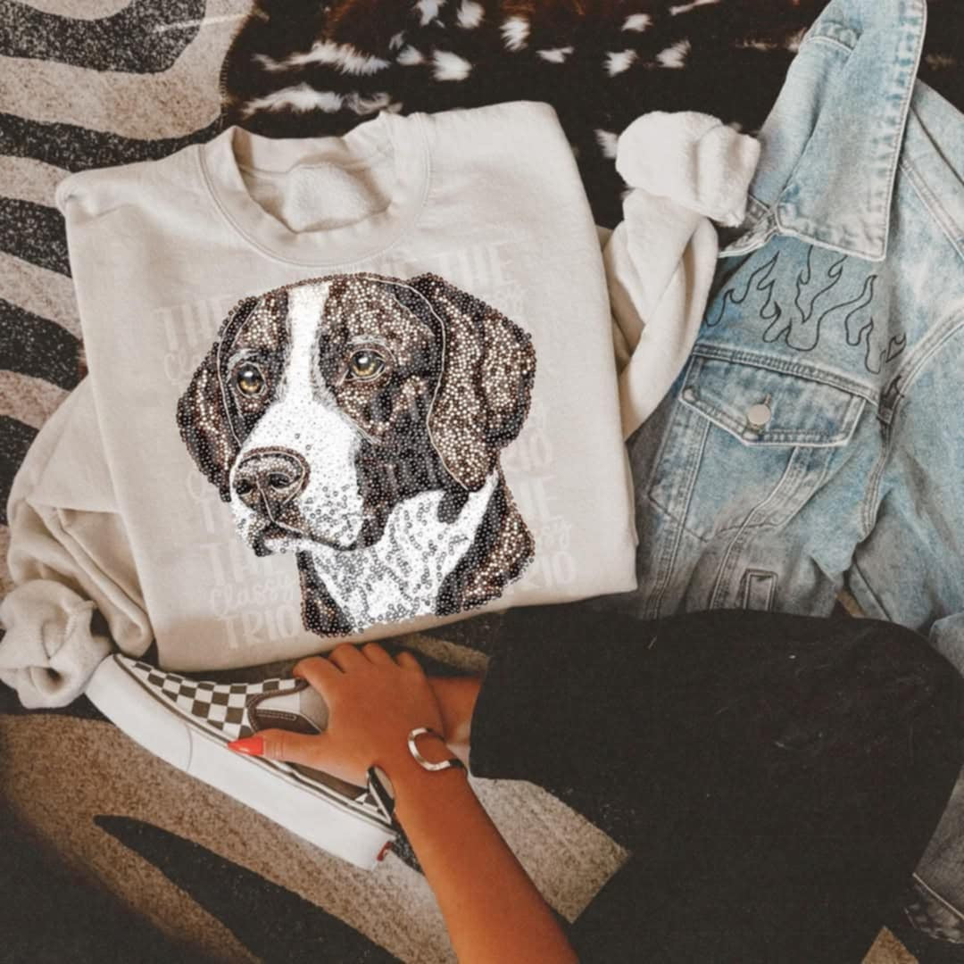 Rhinestone black and white dog (Classy) 95296 DTF transfer