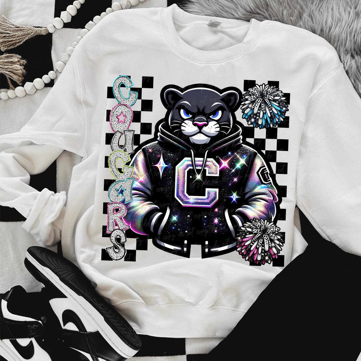 Cougars Dalmatian filled with mascot (VIRGO) 58029 DTF transfer