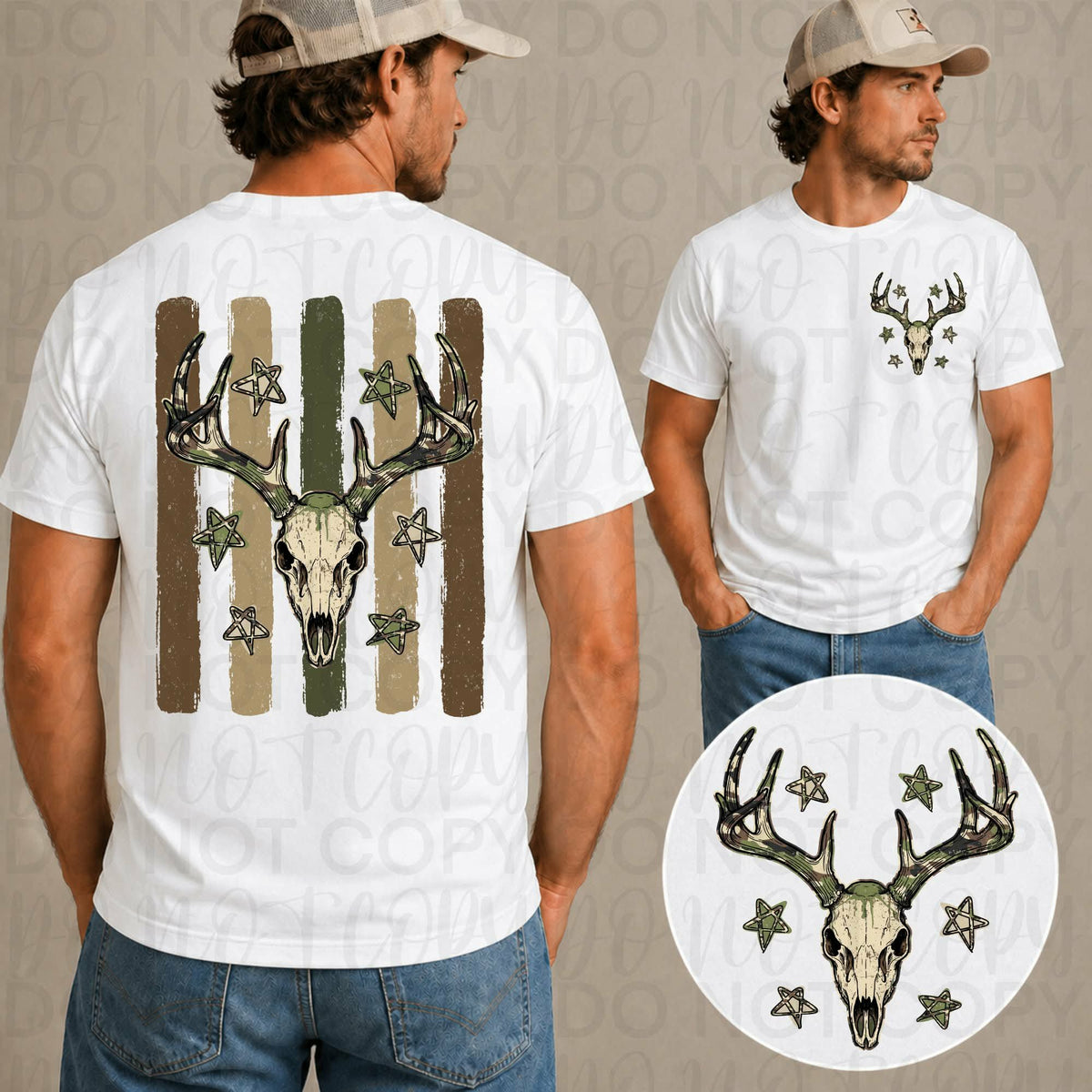 Camo deer head BACK ONLY (UAC) DTF Transfer